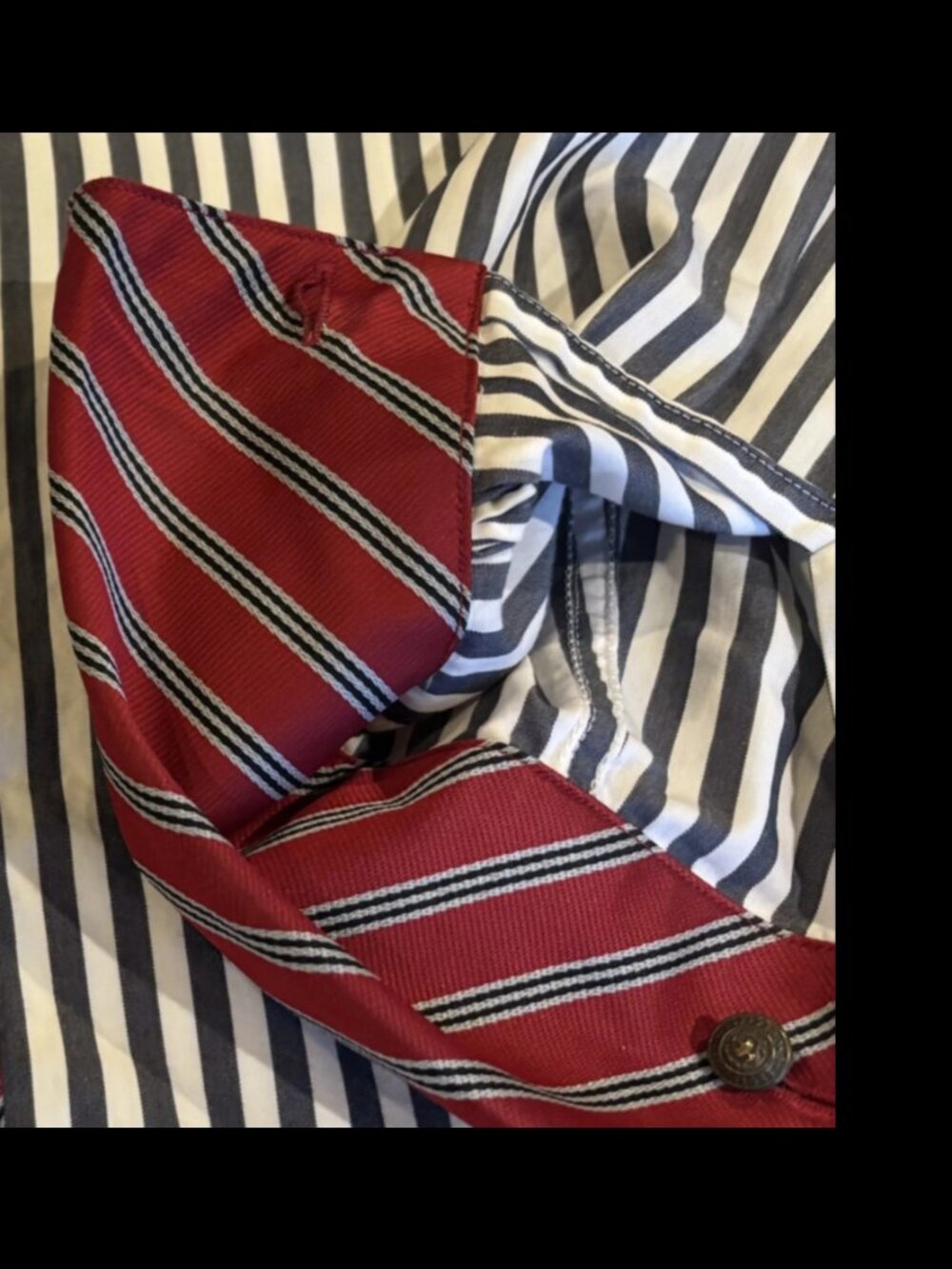 Brooks Brothers 346 Navy Striped French Cuff Shirt Red Repp Contrast 6 - Picture 2 of 4